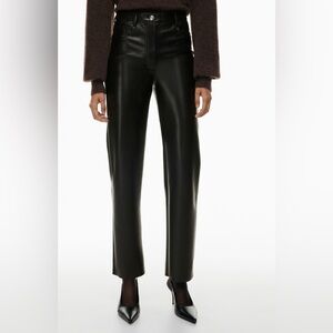 Aritzia Wilfred Melina Black Leather Pants